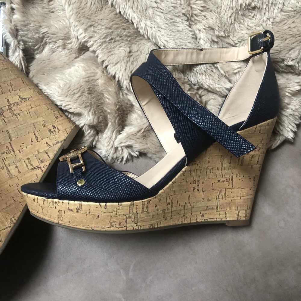 Mark Fisher Navy and Gold Platform Sandals